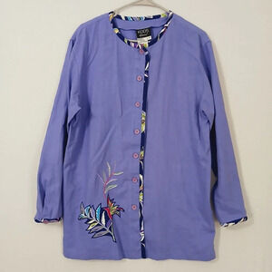 Vintage Koos Linen Blend Embroidered Artsy Lagenlook Tunic Size Medium